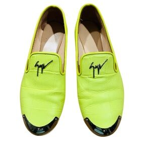 Giuseppe Zanotti Neon Croc Embossed Leather Smoking Slippers Size 36 (6 US)